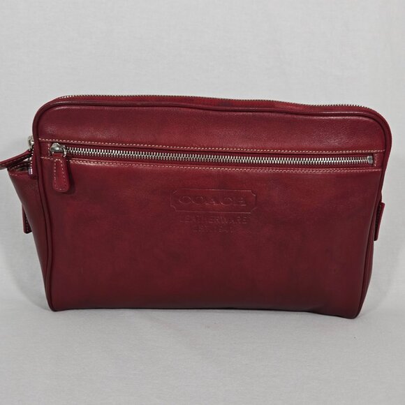 Vintage COACH Red Cowhide Leather Large Clutch Travel Handbag G04S-5068 UNISEX. - Picture 5 of 17